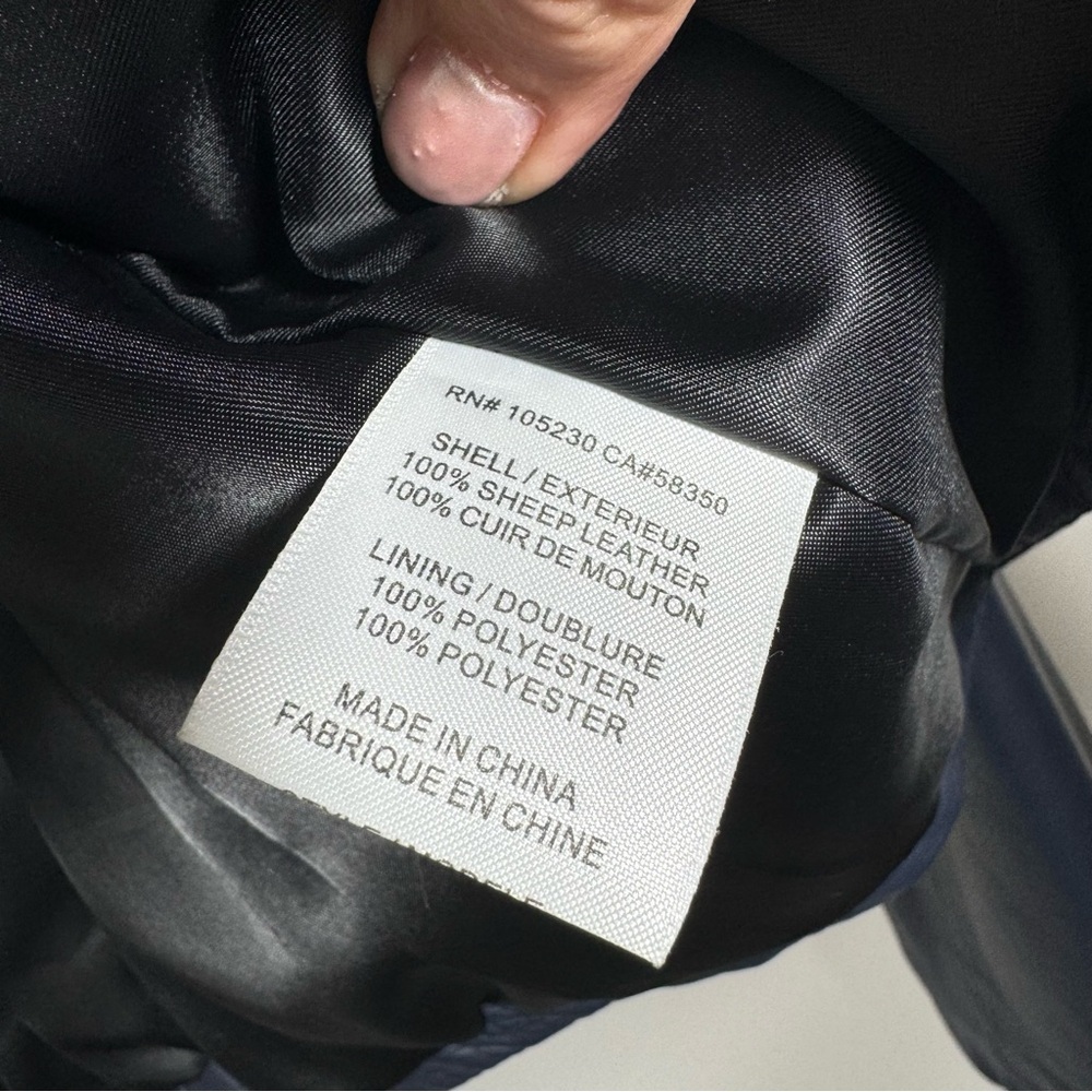 JOIE Caldine Moto Jacket Navy Blue Leather Zip Up Collared Women’s Size Medium - Picture 12 of 16